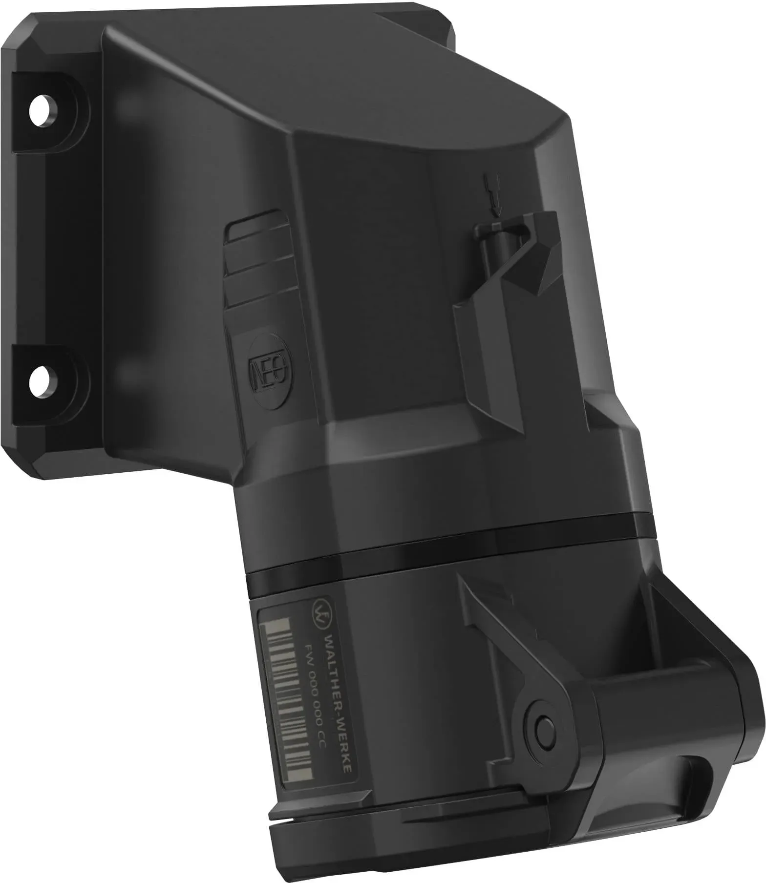 Walther Electric FW513505CC CEE NEO Anbaudose schräg, 16A, 5P, 5h, IP54 mit Käfigzugfeder-Technik und 77,5x90mm Flansch