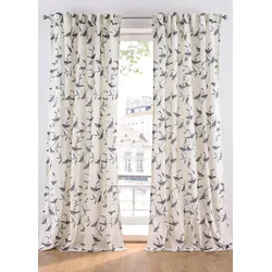 bonprix Vorhang mit Vogel Druck (1er Pack), beige, 245x135 cm, mit Baumwolle