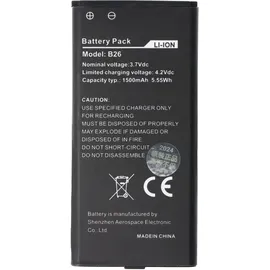 AccuCell Akku passend für Caterpillar CAT B26 Outdoor Handy, Li-Ion, 3,7 Volt 1500mAh