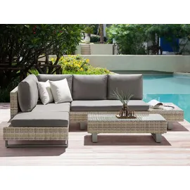 Beliani Rattan Lounge-Set hellbraun