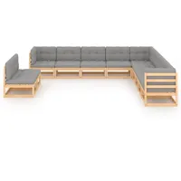 vidaXL 11-tlg Garten-Lounge-Set mit Kissen Kiefer Massivholz