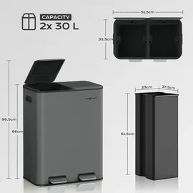 MAXCRAFT Mülleimer 60 l Anthrazit