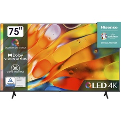 F (A bis G) HISENSE LED-Fernseher "75E77KQ" Fernseher 4K UHD grau LED Fernseher