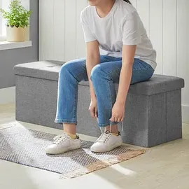 Songmics Sitztruhe LSF77G hellgrau Stoff 110,0 cm