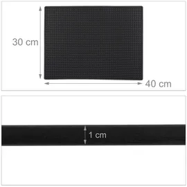 Relaxdays Barmatte 2er Set, mit Noppen, 40 x 30 cm, schwarz