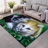 3D Süßes Kätzchen Teppich Küche Badezimmer Eingangstür Matte Schwarz Weiß Orange Katze Muster Carpet Wohnzimmer Wohnkultur Junge Mädchen Kinder Schlafzimmer Rutschfester Rug (Muster 3,160X200 cm)