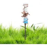 YANGUN Regenmesser für Garten Frostsicher, Outdoor Regenmesser Glas Regenwassermesser, Niederschlagsmesser mit Erdspieß Metall, Regenmesser für Garten Vogel Regenmengenmesser für Garten,Rasen,Terrasse