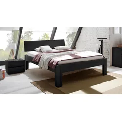 Holz-Doppelbett Bayamo - 160x210 cm - Eiche graphit - Fußhöhe 30 cm