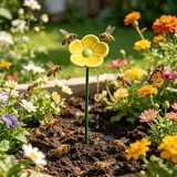 Bienentränke Keramik für Garten, 2 Stück 27cm Keramik Gartenstecker Vogeltränke, BienenblüTen Kerami, Schmetterling Vogelbad Futterstation Gartendekoration (Farbe 2)