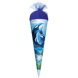 ROTH Motiv-Schultüte, Orcas, 35 cm, rund, Tüllverschluss
