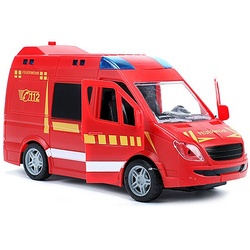 Toi-Toys Spielzeug-Feuerwehr Feuerwehrauto 112 mit Licht Sound Friktion 22cm Feuerwehr 68, (Auto Bus Spielzeugauto Spielzeug Geschenk), Auto Rettungsdienst Modellauto Modellbus rot