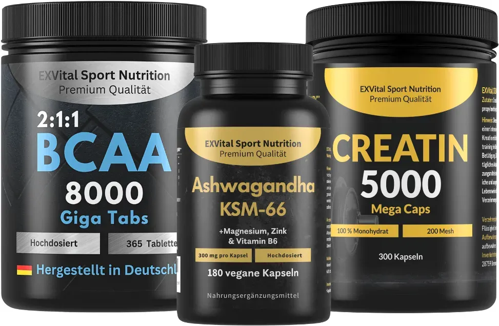 Workout & Regeneration Set (BCAA, Ashwagandha & Creatin Kapseln)