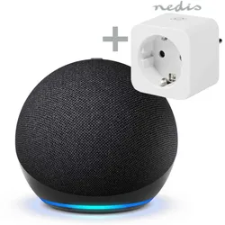 Bundle Echo Dot (5. Gen. 2022), Anthrazit + Nedis Smart Plug - Smartlife Smart Stecker, WLAN, Leistungsmesser, 3680 W, Type F (CEE 7/3)