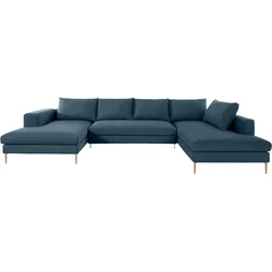 Wohnlandschaft OTTO PRODUCTS "Finnja, U-Form", blau (dunkelblau), B:371cm H:83cm T:210cm, Luxus-Microfaser: aus recycleten Textilien (100% PES), Sofas, Wohnlandschaft