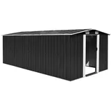 YEZIYIYFOB Gartenhaus Geräteschuppen 257x489x181 cm Metall Anthrazit GeräTehaus Gartenschrank Gartenhaus Metall Fahrradgarage Fahrradbox Gartenschrank Wetterfest Fahrradunterstand 4 Lüftungsschlitzen