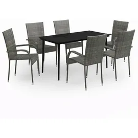 vidaXL Garten-Essgruppe 7-tlg. Grau/Schwarz