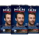 Schwarzkopf Men Perfect Anti-Grau Tönungs-Gel 70 Dunkelbraun (3 x 80 ml), Haarfarbe für Männer blendet graue Haare aus, Anti-Grau Tönung für ein natürlich aussehendes Ergebnis
