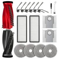 lehongs 18 Stück Zubehör für Roborock Qrevo Edge S5A,Qrevo S5V,Qrevo Curv,Qrevo Curve,Qrevo Curv S5X,Qrevo Edge Staubsauger, 1 Paar Hauptbürsten, 6 Seitenbürsten,2 Filter,4 Lappen,2 Staubbeutel,1 Bürste