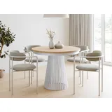 Compleo Esstisch Rund, Säulengestell mit Rillenstruktur DAST (TOPSELLER), Ausziehbar Ø: 100cm weiß 120 cm x 77 cm x 120 cm