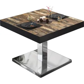 GGM Möbel Bistro Loungetisch 70 x 70 x 41 cm Vintage Old/Edelstahl