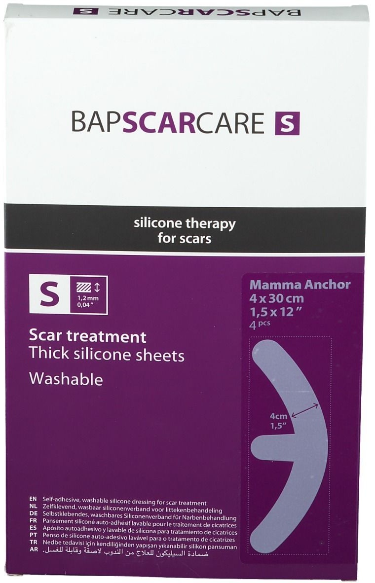 BAP SCAR CARE S Pansement lavable pour cicatrices à l'ancre de maman 4 x 30 cm 4 pc(s) bandage(s)
