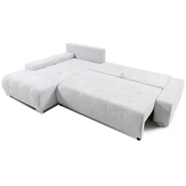 Fun Möbel Ecksofa Sofa mit Schlaffunktion VOGAR Stoff Poso Dunkelgrau Ottomane Links - Grau