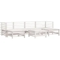 VidaXL 7-tlg. Garten-Lounge-Set Weiß Massivholz Kiefer - Weiß