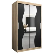 abiks möbel Schwebetürenschrank MADRYT 120 x 200 x 62 cm Schwarz