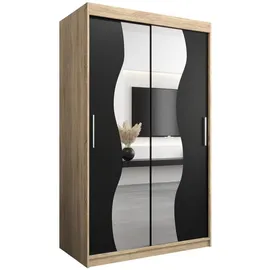 abiks möbel Schwebetürenschrank MADRYT 120 x 200 x 62 cm Schwarz
