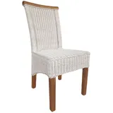 Esszimmer Stuhl Rattanstuhl Esstisch Stuhl weiß Perth Rattan natur Korbstuhl nac