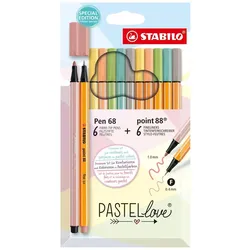 Stifte-Set  STABILO Pastellove Set  12er Pack  Fineliner & Premium-Filzstifte