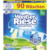Weißer Riese Universal Pulver (90 Waschladungen), Vollwaschmittel wirkt riesig stark gegen Flecken, Kalt-Aktiv schon ab 20° C, ergiebiges Waschpulver, ideal für Familien mit Kindern