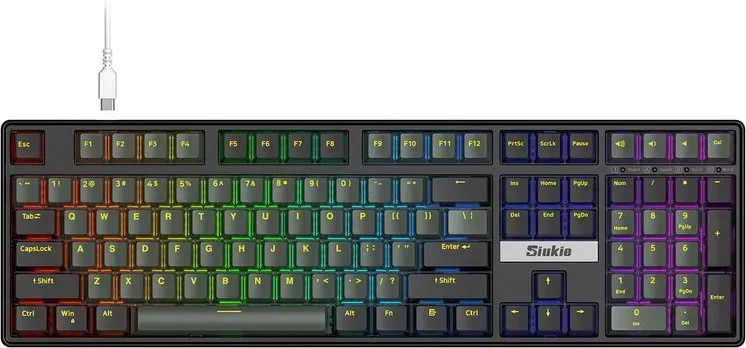 LANGYAN 108-Tasten mechanische Tastatur mit abnehmbaren Schaltern und Kabel