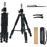 Perückenständer 55 Zoll,Puppenkopfständer mit Anti-Rutsch Basis,Verstellbarer Übungskopf Ständer für Mannequinkopf mit T-Pin Set,Perückenkappe,Haarkamm,Haarspange