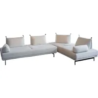 KAWOLA Ecksofa CANE Schlafsofa Daybed mit 2 Armlehnkissen Stoff cremeweiß - Weiß