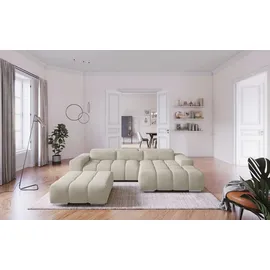 Cotta Ecksofa COTTA "Orion L-Form", platinum, B:307cm H:73cm T:186cm, 100% Polyester, Sofas, Ecksofa, mit 2x Kopfteilverstellung & 3 Nierenkissen