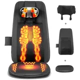 WILGOON Shiatsu-Massagesitzauflage Ganzkörper Massagesitzauflage mit Wärmefunktion und Vibration, Geteiltes Design,Das Sitzkissen ist abnehmbar, bequemer als, Massagematte für Rücken & Nacken,Ideal für zu Hause,das Büro,Geschenke schwarz