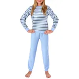NORMANN Frottee Pyjama Schlafanzug langarm Bündchen - 50655 in hellblau | Gr.: 170/176