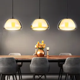 GLOBO Pendelleuchte Wohnzimmerlampe Hängelampe Deckenleuchte Glas Rauchfarbe 3-Flammig