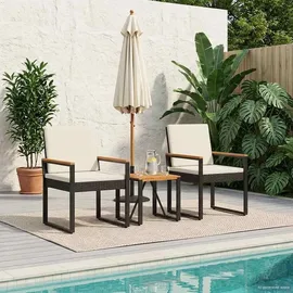 vidaXL Gartenmöbel Set 3-tlg. Schwarz/Cremeweiß