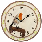 Atlanta Küchenuhr Landhaus Vogel Rotkehlchen Keramik Beige 30cm - 6111