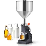 Vevor 5–50 ml Abfüllmaschine Manuell Flüssigkeitsabfüllmaschine aus lebensmittelechtem Edelstahl 304 Silikon PTFE Filling Machine Inkl. zwei Düsen 4 mm / 8 mm ideal zum Abfüllen von Honig Öl Essenz