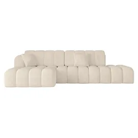 altdecor Ecksofa Cord mit Schlaffunktion 2-Sitzer Beige