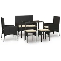 vidaXL Polyrattan Lounge Set 6-tlg. schwarz/weiß inkl. Kissen 319508