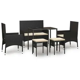 vidaXL Polyrattan Lounge Set 6-tlg. schwarz/weiß inkl. Kissen 319508