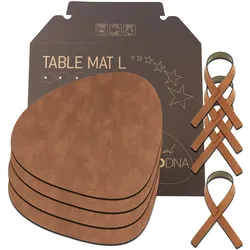 LindDNA - Geschenkset Curve L, Nupo natur (4 Tischsets + 4 Serviettenringe)