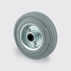 Einzelrad TENTE, Metallscheibe, grauer Gummi, 200 mm