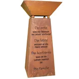 Rostikal Edelrost Säule Familie 72 cm - Pflanzsäule mit Schale und Spruch - Gartendeko Rost, Blumensäule Outdoor Vintage, Rostsäule für Garten, Balkon und Terrasse