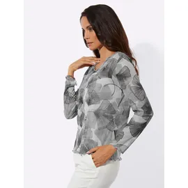 CREATION L Mesh-Shirt in hellgrau-bedruckt | Gr.: 36