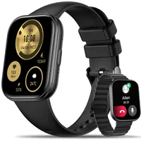 HXQHSTBG Smartwatch für Herren mit Telefonfunktion,1.75" Fitnessuhr Damen mit Pulsmesser SpO2 Schlafmonitor Schrittzähler IP68 Wasserdicht,120+ Sportmodi Smart Watch Fitness Tracker Android, Schwarz